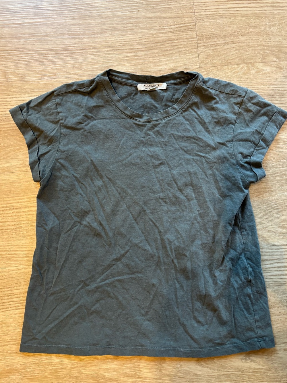 All Saints Women’s Size 6 Portugal Logo Relaxed T Shirt Short Sleeve Grey